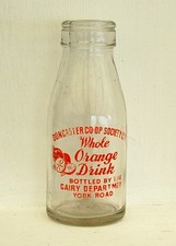 rare 1950's Doncaster Co-op dairy school 1/3 milk bottle