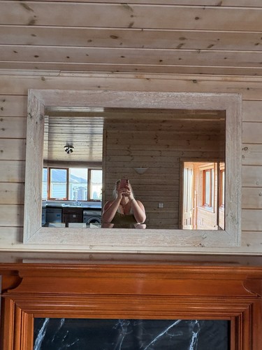 Wall mirror with wooden frame - with,