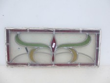Antique Stained Glass Window Panel Vintage Old Art Deco Nouveau 9"x21"