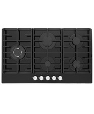 Montpellier MGH90BG - Black 86cm Gas on Glass Hob - 5 Burners - A+ Energy