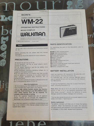 Sony walkman original - wm-22,