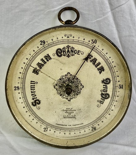 Antique aneroid barometer - aneroid,