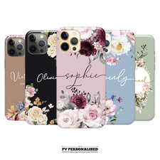 Personalised Phone Floral Case Name Silicone Cover For iPhone 16 12 13 14 15