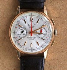 VINTAGE CAUNY PRIMA  CHRONOGRAPH  GOLD FILLED  WRIST WATCH MANUAL WIND 1969 / 70