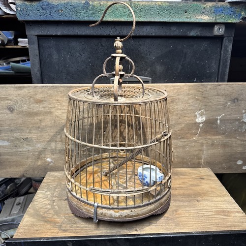 Vtg asian bamboo wood hanging - wood,