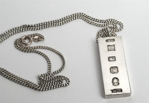 Sterling silver ingot - sterling, pendant