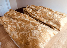 Country house heavy Curtains pinch pleat gold brocade width 52" each by 57" drop