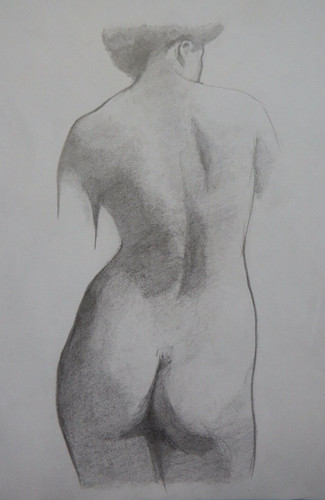 Pencil drawing female nude