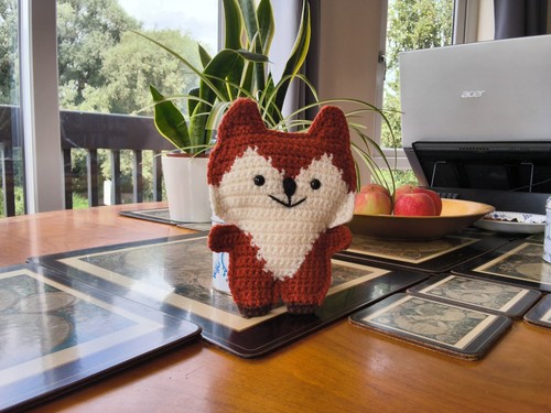 Handmade crocheted fox - crocheted,