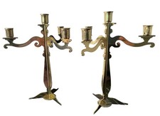 PAIR VINTAGE BRASS 4 ARM