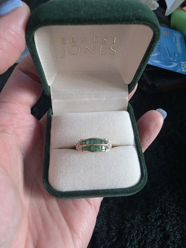 Vintage emerald diamond 9ct - emerald, &