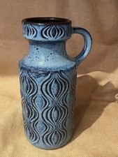 Vintage Blue West German Pottery 485-26 Onion Vase Scheurich 1970s