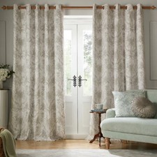 Laura Ashley DOVE GREY Tuileries BLACKOUT Lined Eyelet Curtains W168 Drop182cm