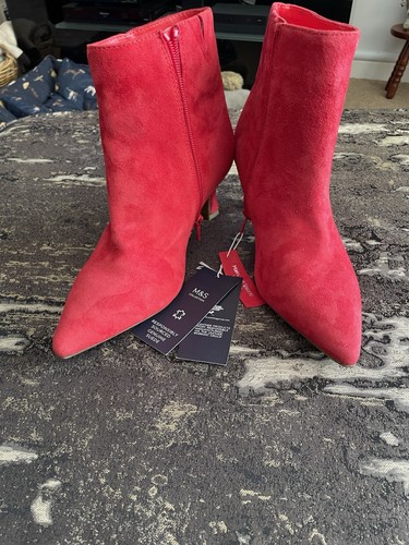 Red suede zip boots wide - red,