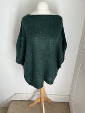 Green Sequin Oversized Neck Batwing Sleeve Jumper One Size BNWOT