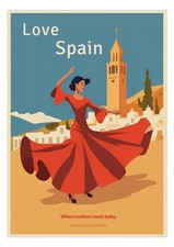 Spanish Vintage Poster Spanish Art Wall Print Retro Spanish Decor A3 size