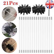 21Pcs Flexible Chimney Sweep Set Flue Sweeping Brush Rod Kit Soot Cleaning Rods