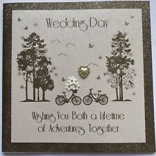 Beautiful Swarovski Crystals Handmade Wedding Card, Bicycles, Five Dollar Shake