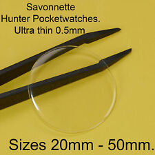 Hunter Pocketwatch Low Domed Savonette Watch Acrylic Glass Crystal 20mm - 50mm