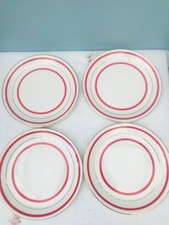 Set of 4 Vintage Alfred Meakin Red & Gold Stripe Side Plates 🌹