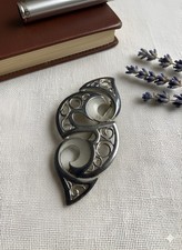 Ola Gorie Orkney Sterling Silver Celtic “Evie Double Wave” Brooch OMG Scotland