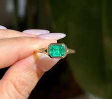14k Zambian Emerald Ring Yellow Ring Natural Emerald 14k Solid Gold Ring All Siz