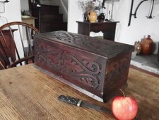 Nice carved pine chest box - a,