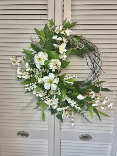 Springs white floral wreath - springs,