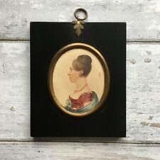 Antique Regency Portrait Miniature Young Lady Red Dress and Shawl C 1820