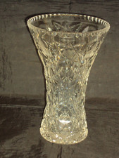 Vintage Brilliant Cut Crystal 10" Clear Glass Flared Flower Vase