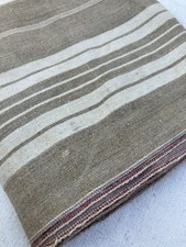 Antique Early 1900s French Woven Ticking Stripe Fabric Length