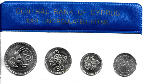 1981 unc cyprus coins set - unc,