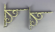 Pair of Vintage Heavy Duty Ornate Cast Iron Shelf Brackets 10 x 10"