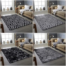 Black Trellis Area Rug Small