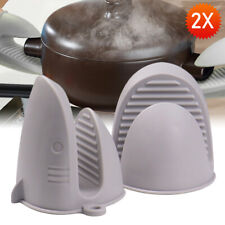 PAIR OF GREY SILICONE MINI MITT GRIPS HEAT RESISTANT POT HOLDER MITTS KITCHEN
