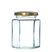 Hexagonal Glass Jam Jars With