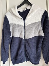 Fleece With Hood Blue Grey &  white 9 Years NEW