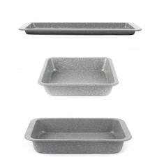 Salter Baking Oven Tray 3 Piece Set Non-Stick Marble Collection Carbon Steel