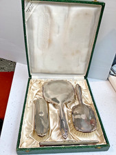 VINTAGE SILVERPLATED ALPACA 4 PIECE VANITY SET, BOXED