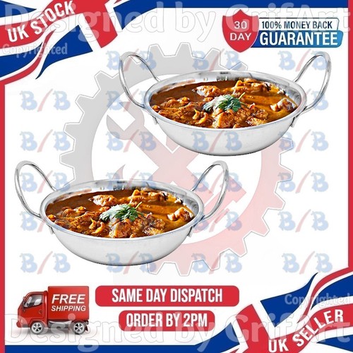 Two 15cm metal curry bowls - two,
