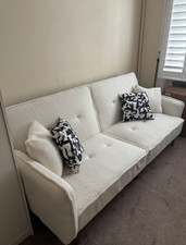 Sofa Bed 3 Seater Sofa with 2 cushions, ivory, W199 x D93 x H85 cm