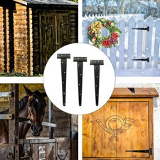 3pcs Black Tee Hinges Small-Large Outdoor Stable Door Gate Shed Metal T Hinge 