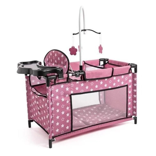 Pink doll cot with - pink, accessories