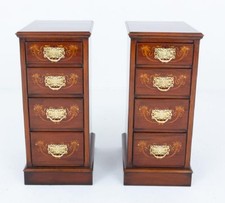 Pair Victorian Bedside Chests Inlay Chest Drawers 1880