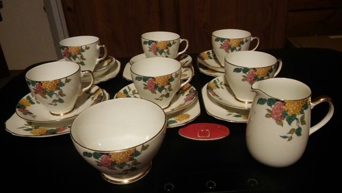 Jade bone china floral trios - bone,