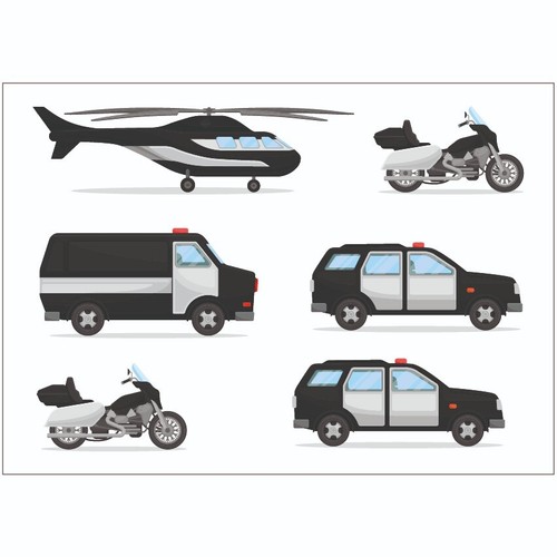Police vehicles sticker sheet - vehicles,