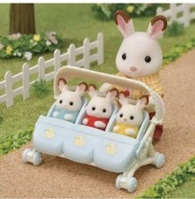 Sylvanian Families Triple Stroller Pushchair Buggy Pram Babies Triplets BNIB UK