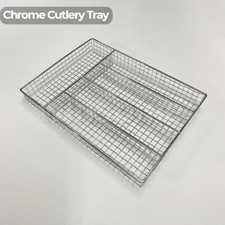 Large Wire Chrome Cutlery Tray Utensil Holder Drawer Organizer Kitchen Storage