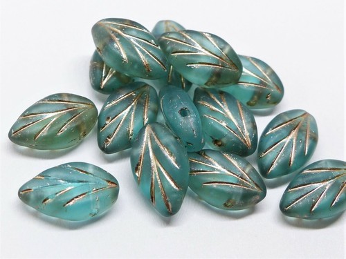 Czech glass leaf - czech, drop