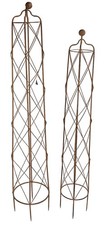 Used 2pc Steel Garden Obelisks 1.8m & 1.6m Rust Finish Plant Support Trellis